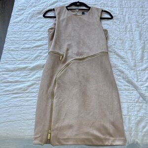 DKNY Beige Mini Dress with Gold Accents